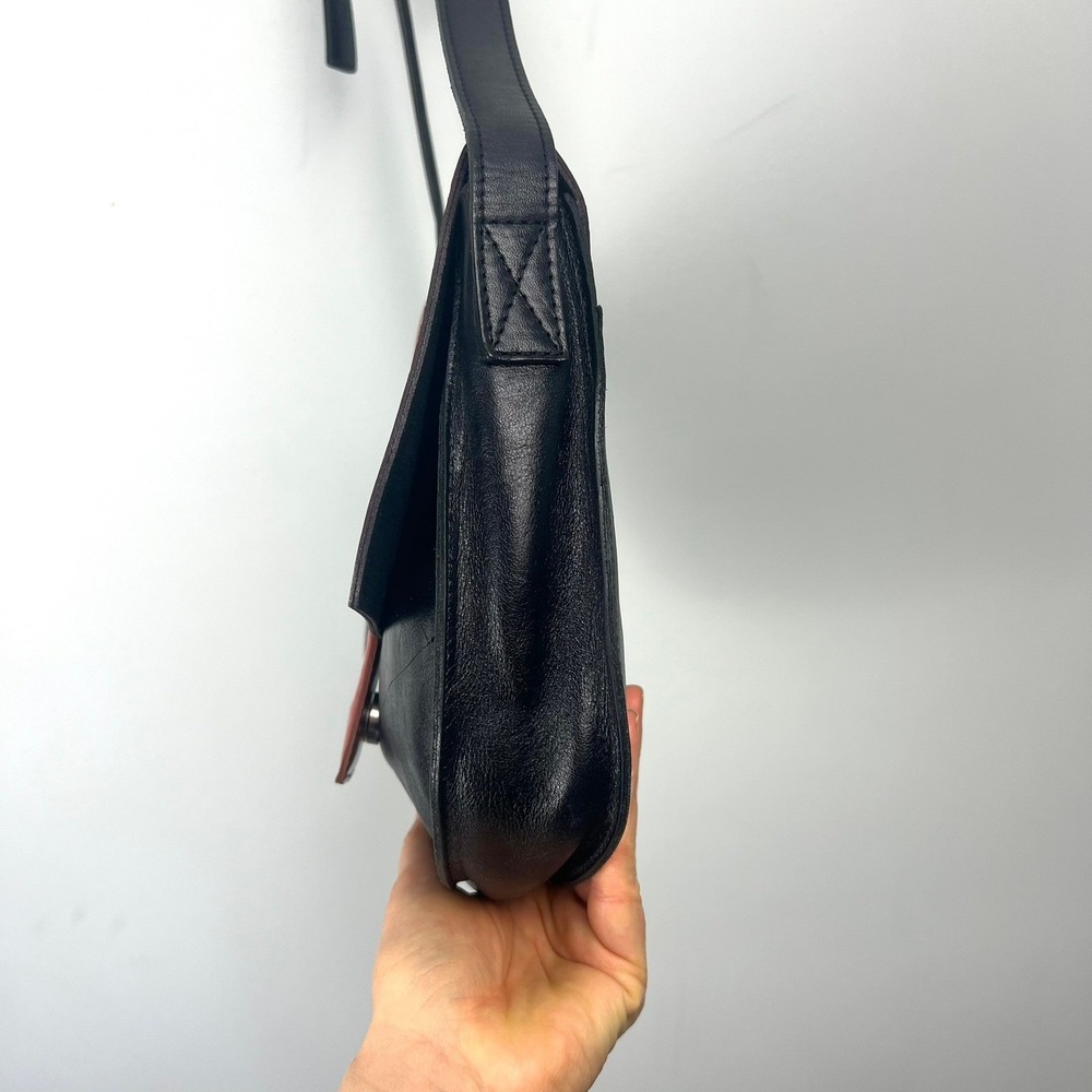 Mishka Black Burgundy Orange Patent Leather Shoulder Bag Crossbody Boho Indie‎ - Picture 4 of 16